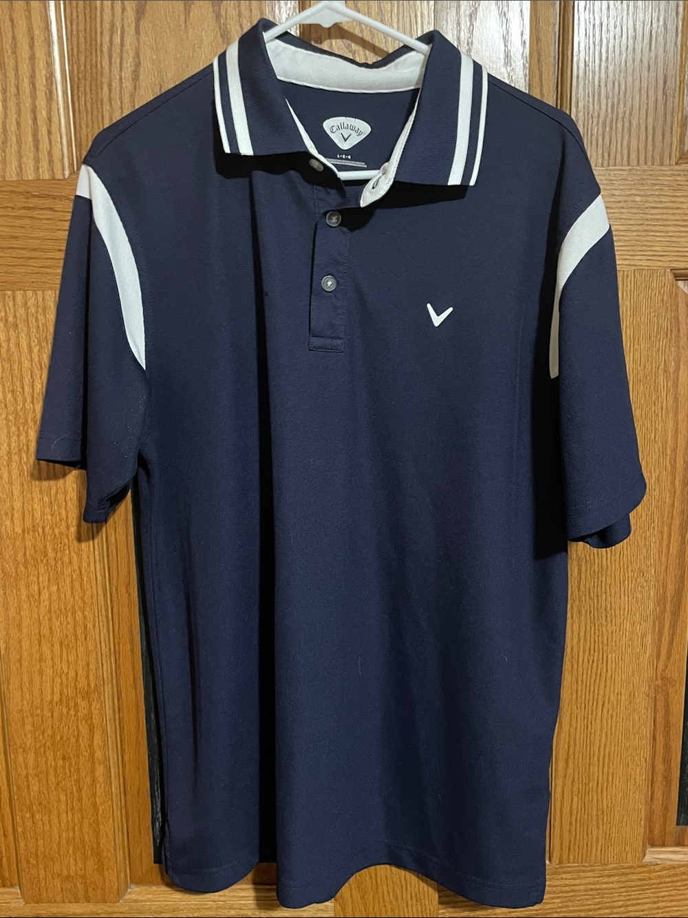 Callaway Navy Polo with White Stripe Accents